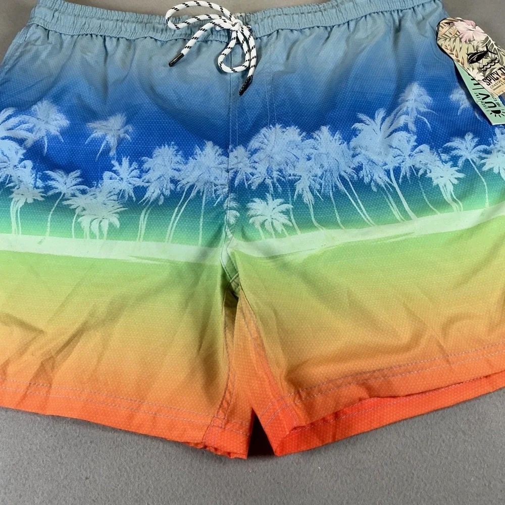 Spicy‎ Tuna Swim Trunks Mens XL Blue Palm Tree Ombre Board Shorts NWT